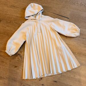 Girls' Cream Hooded Pleated Dress Zara